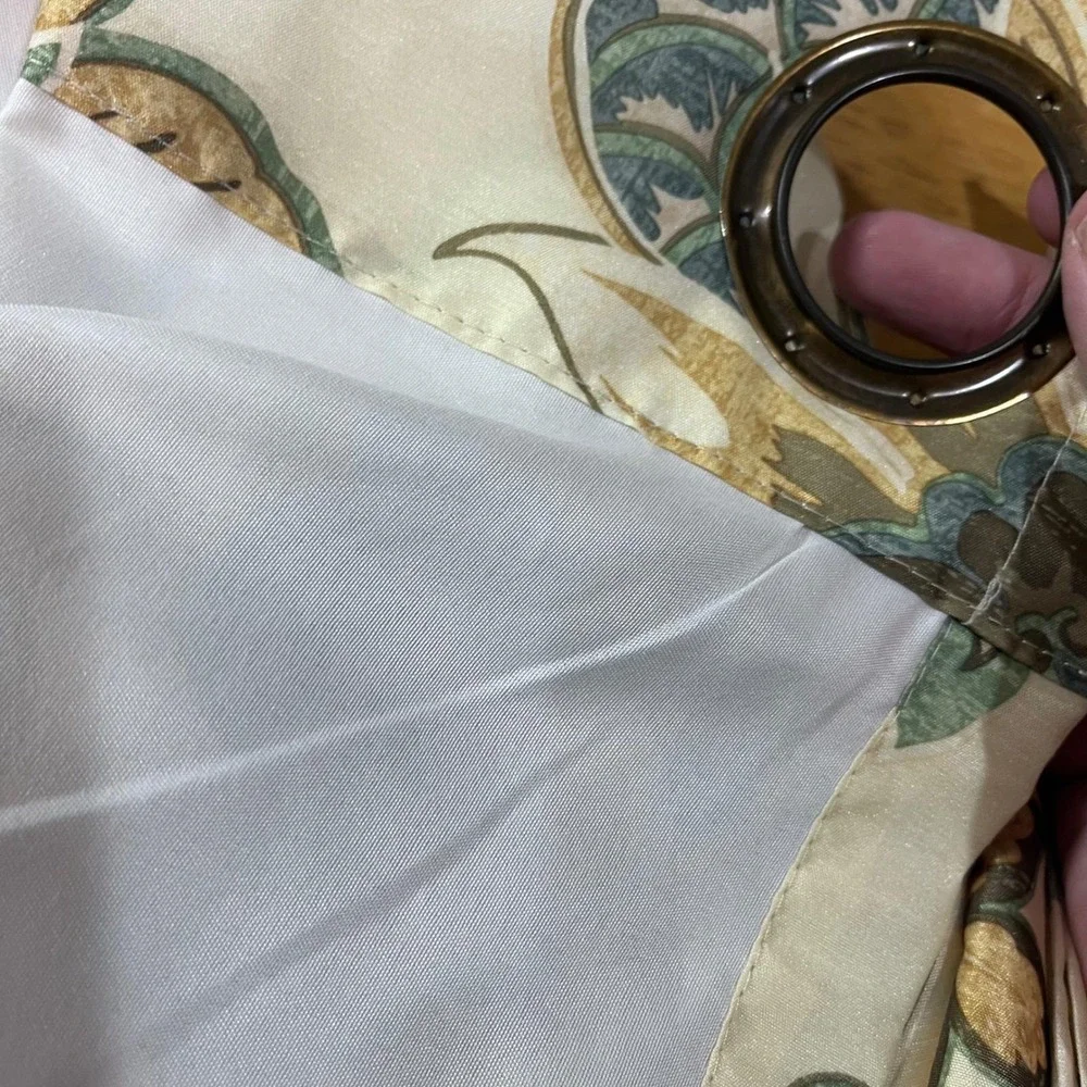 Pier 1 Imports Floral Paisley Grommet Curtain Panels Set 2 Soft Yellow 50x84